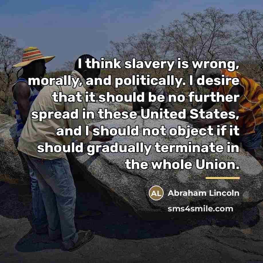 “I think slavery is wrong, morally, and politically. I desire…” quote by Abraham Lincoln