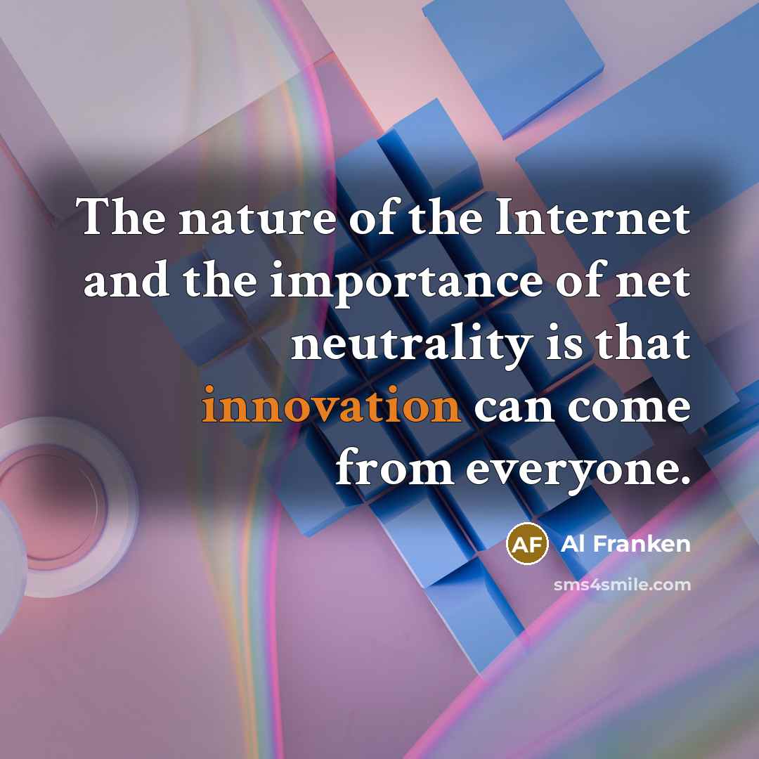 “The nature of the Internet and the importance of net…” quote by Al Franken