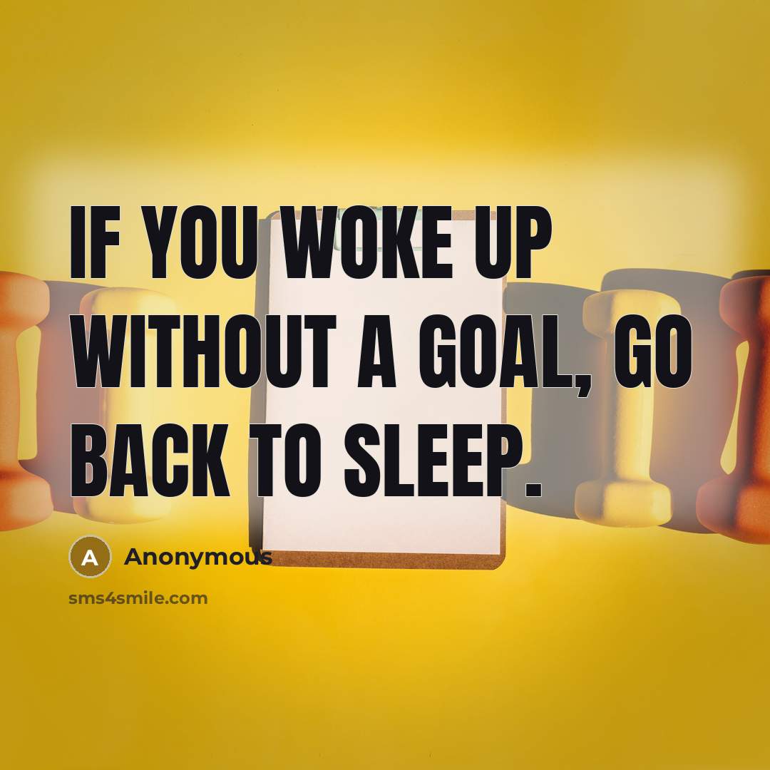 “If you woke up without a goal, go back to…” quote by Anonymous
