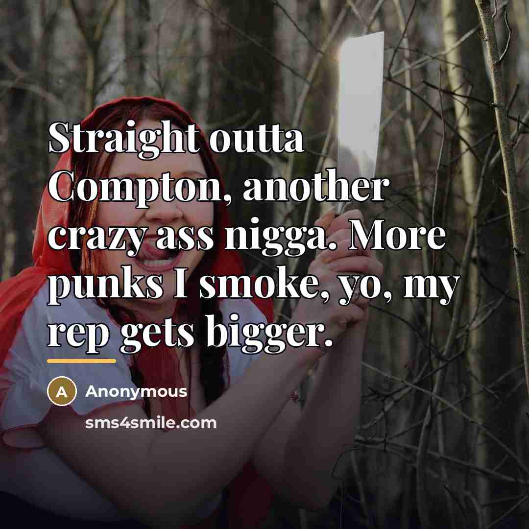 “Straight outta Compton, another crazy ass nigga. More punks I…” quote by Anonymous