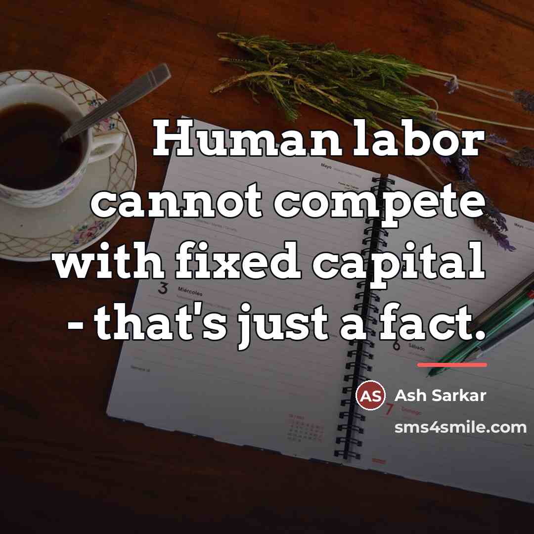 “Human labor cannot compete with fixed capital - that's just…” quote by Ash Sarkar