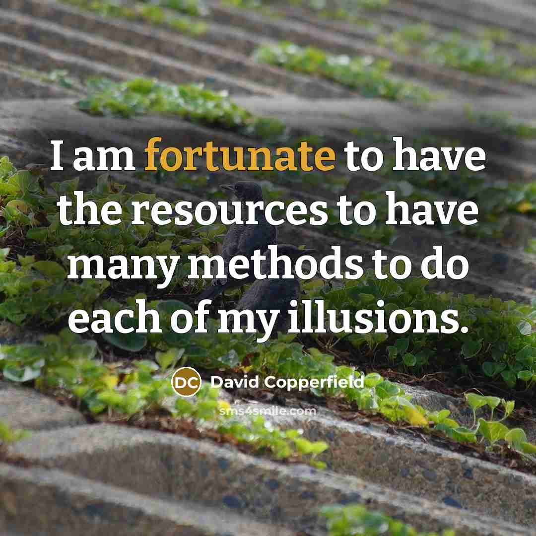“I am fortunate to have the resources to have many…” quote by David Copperfield
