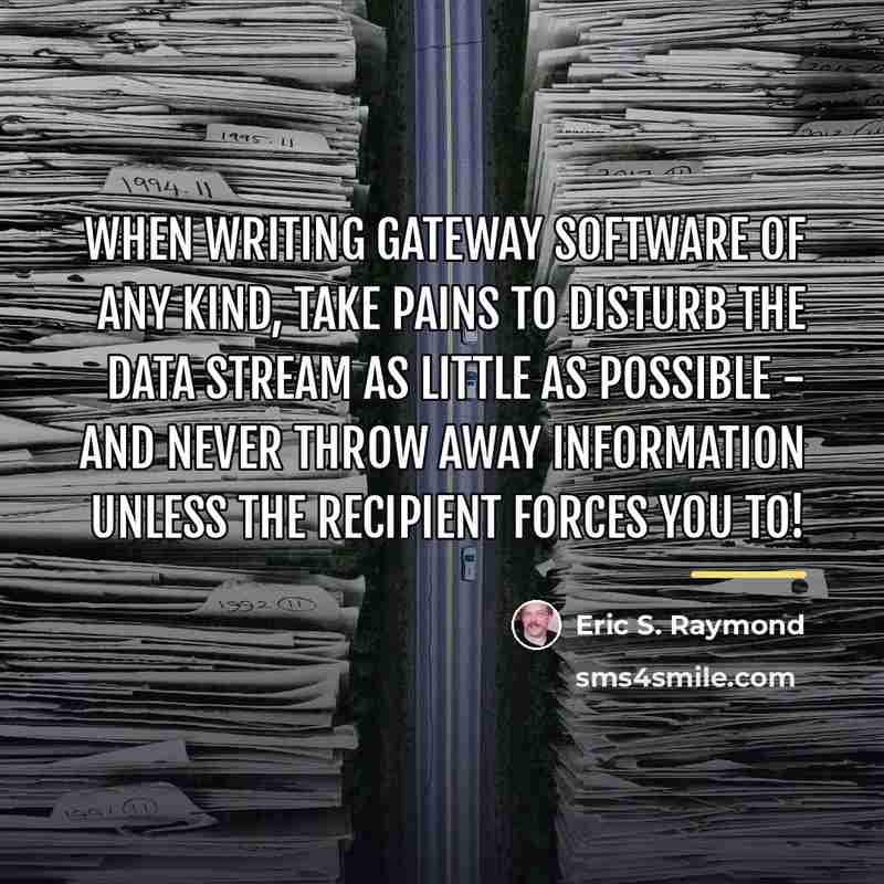 “When writing gateway software of any kind, take pains to…” quote by Eric S. Raymond