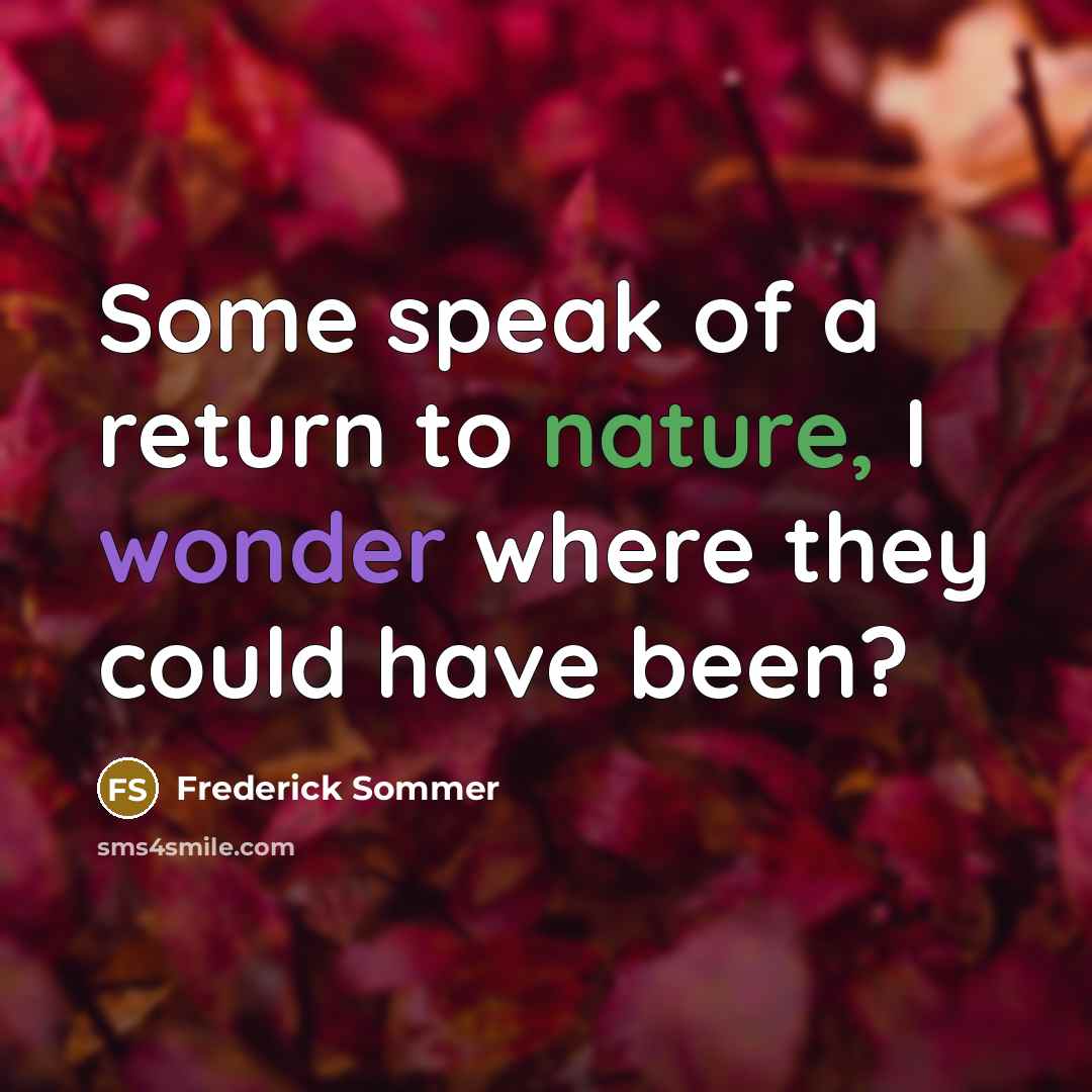 “Some speak of a return to nature, I wonder where…” quote by Frederick Sommer