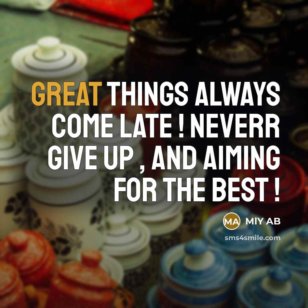 “Great Things always come late ! neverr give up , and aiming for the best !” quote by MLY AB