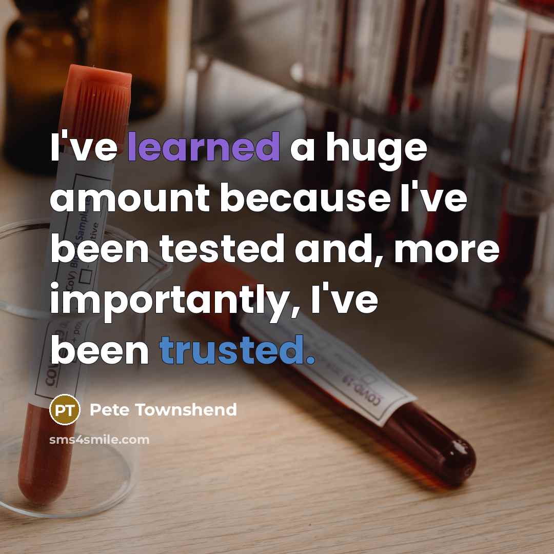 “I've learned a huge amount because I've been tested and,…” quote by Pete Townshend
