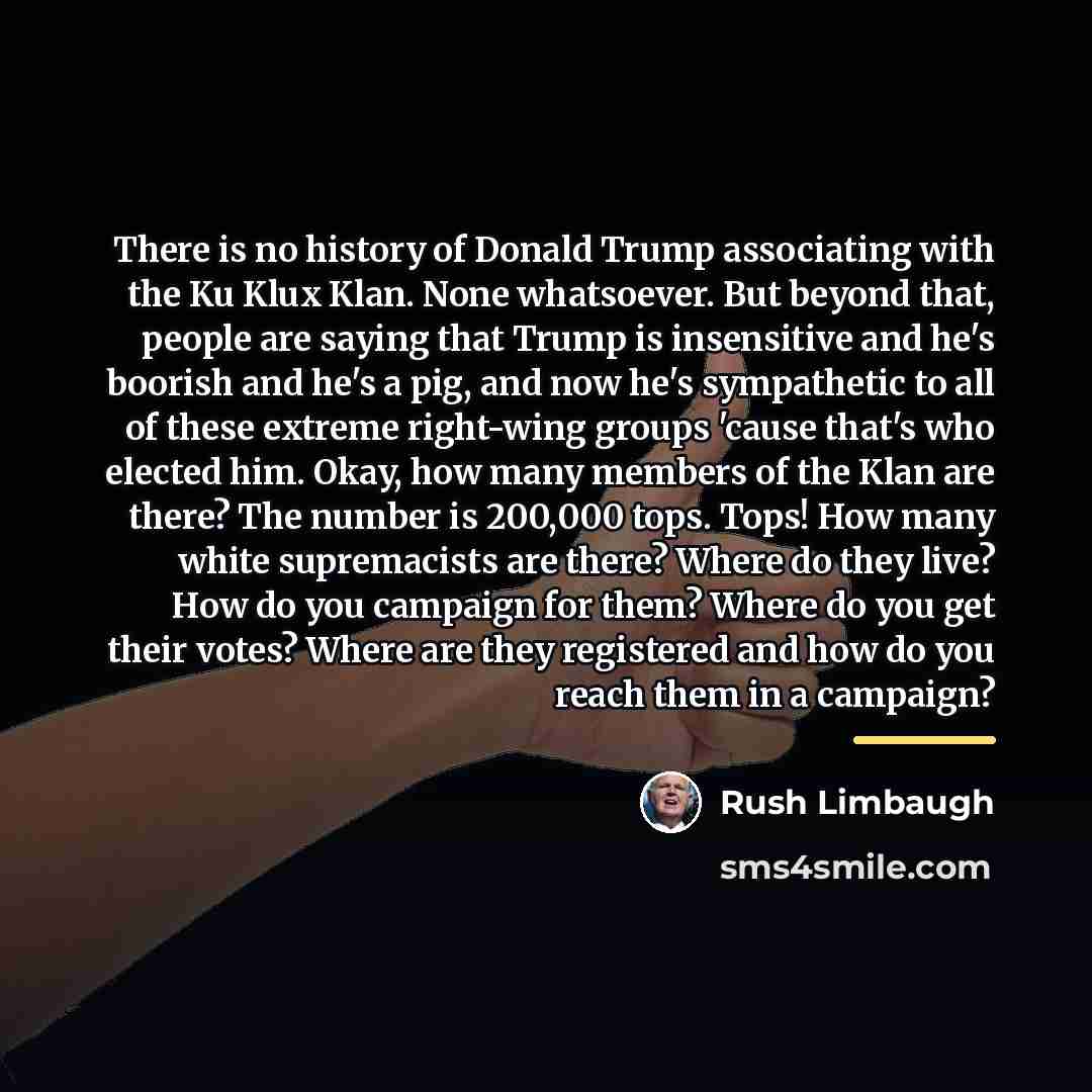 “There is no history of Donald Trump associating with the…” quote by Rush Limbaugh