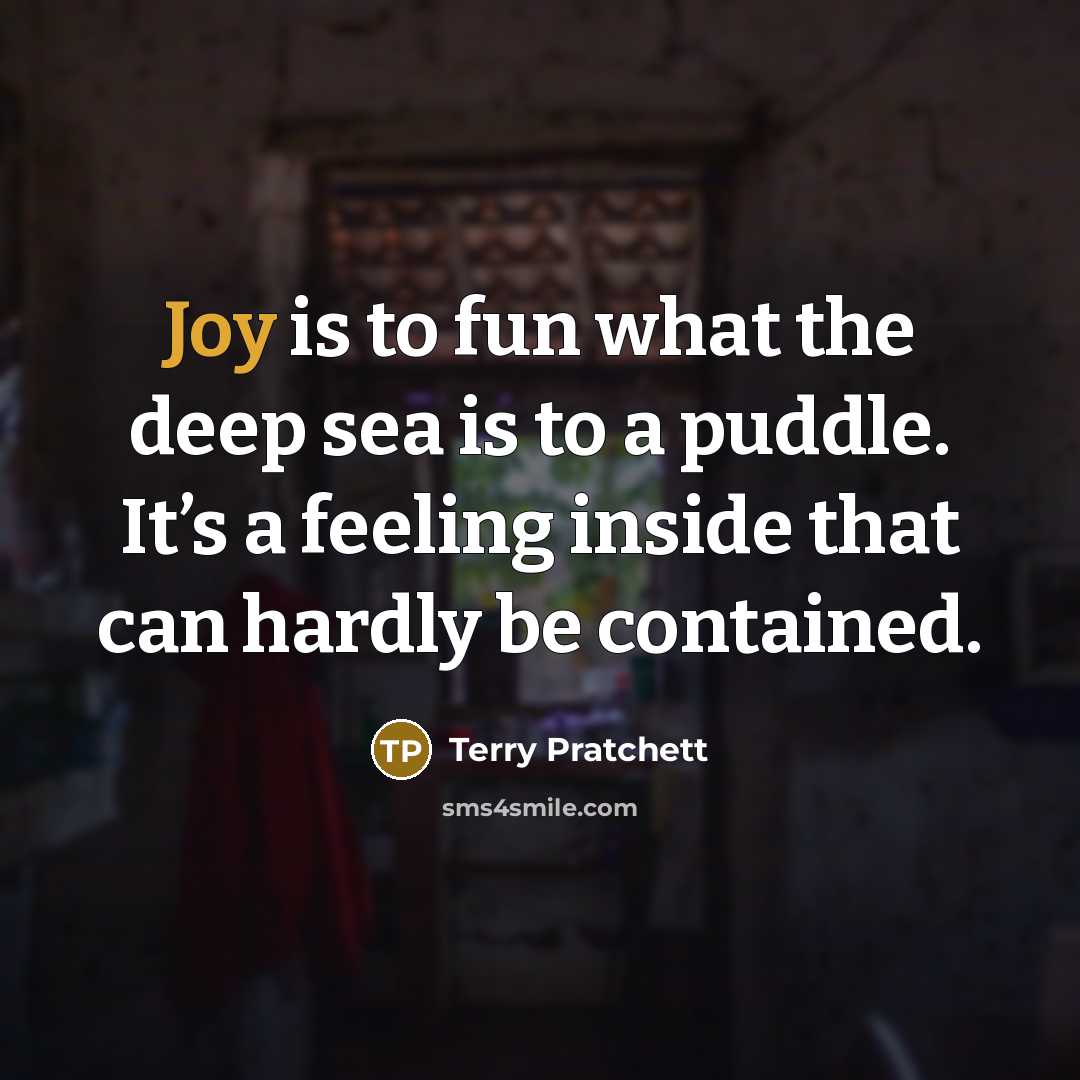 “Joy is to fun what the deep sea is to…” quote by Terry Pratchett