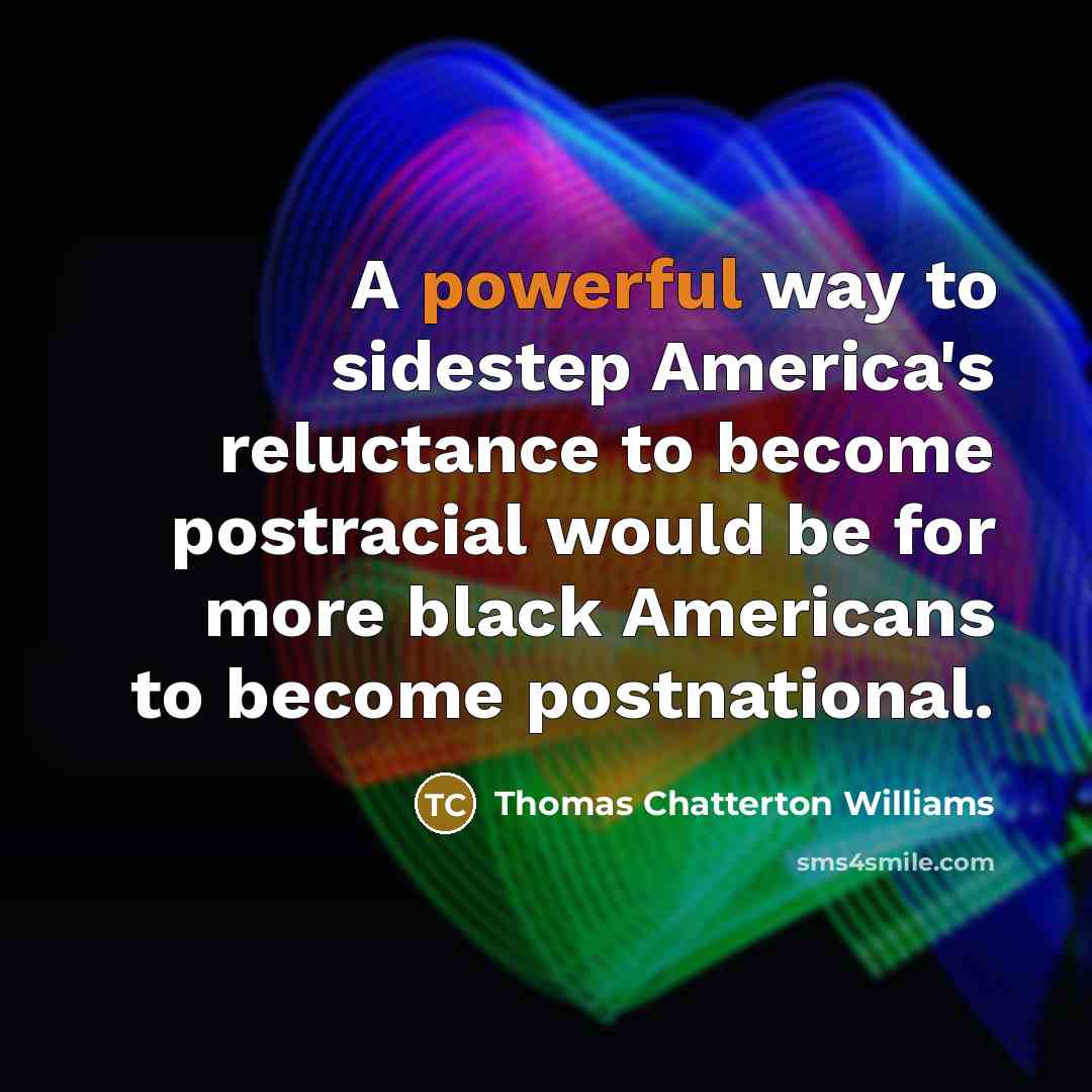 “A powerful way to sidestep America's reluctance to become postracial…” quote by Thomas Chatterton Williams