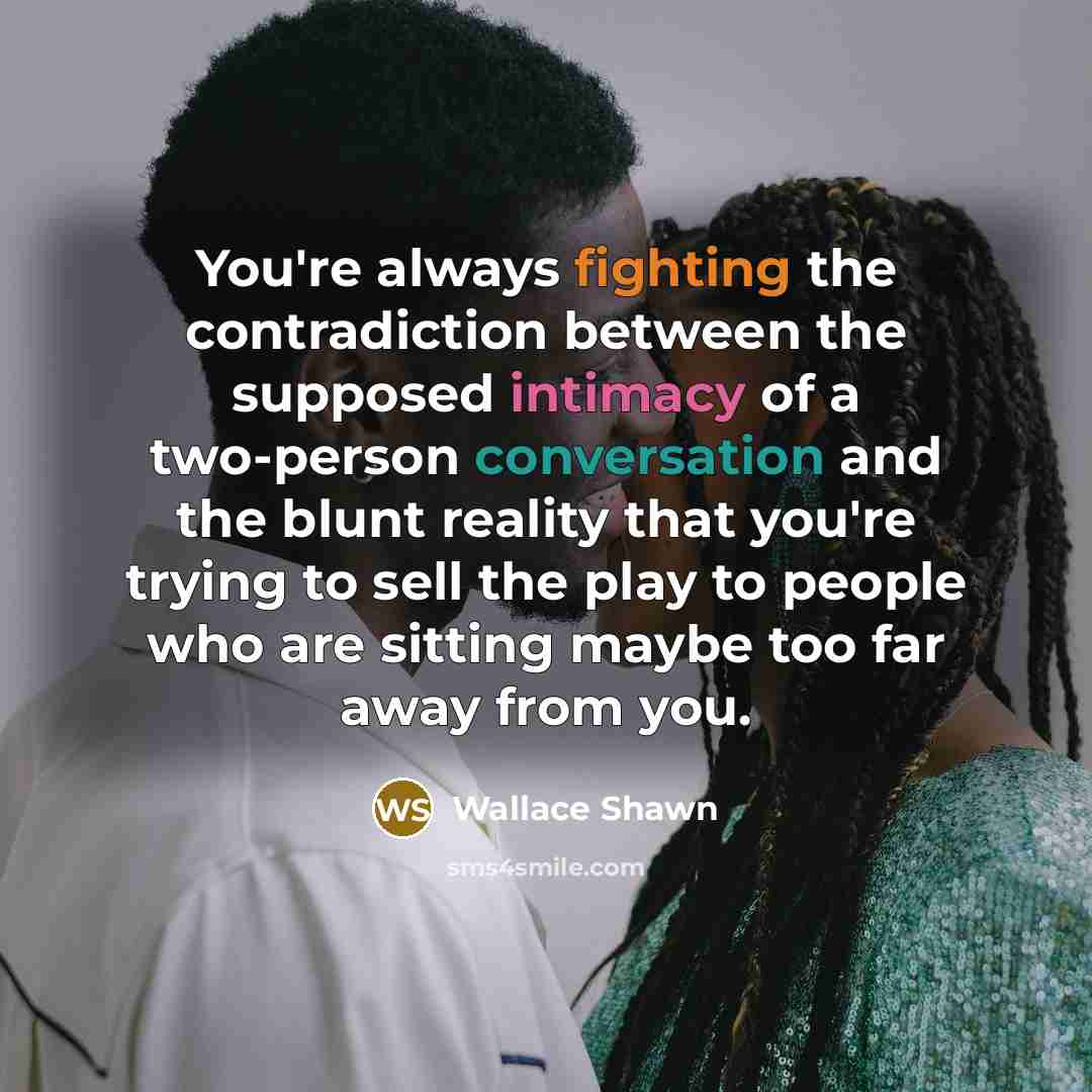 “You're always fighting the contradiction between the supposed intimacy of…” quote by Wallace Shawn