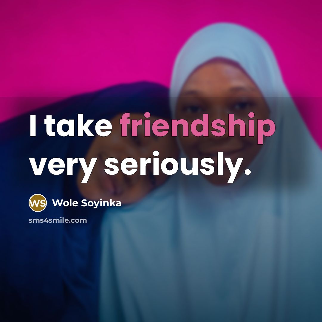 “I take friendship very seriously.…” quote by Wole Soyinka