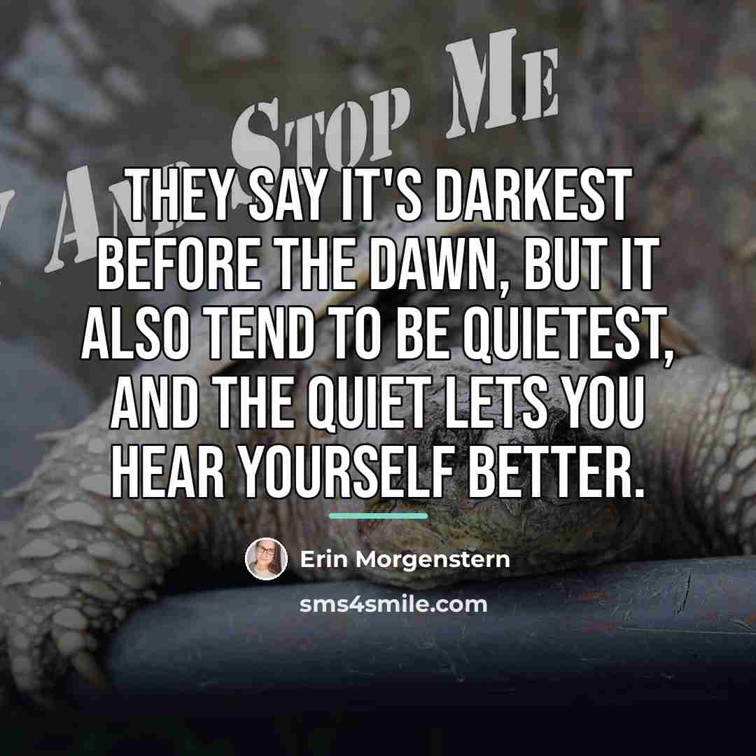 “They say it's darkest before the dawn, but it also…” quote by Erin Morgenstern