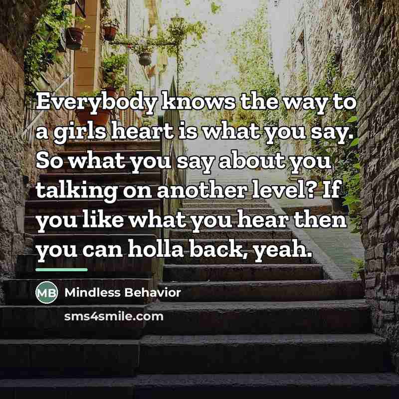 “Everybody knows the way to a girls heart is what…” quote by Mindless Behavior