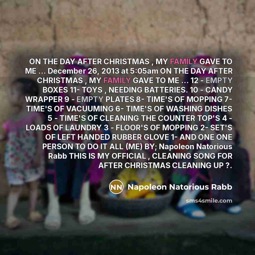“ON THE DAY AFTER CHRISTMAS , MY FAMILY GAVE TO…” quote by Napoleon Natorious Rabb