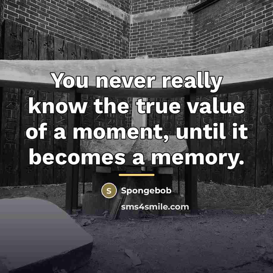 “You never really know the true value of a moment,…” quote by Spongebob