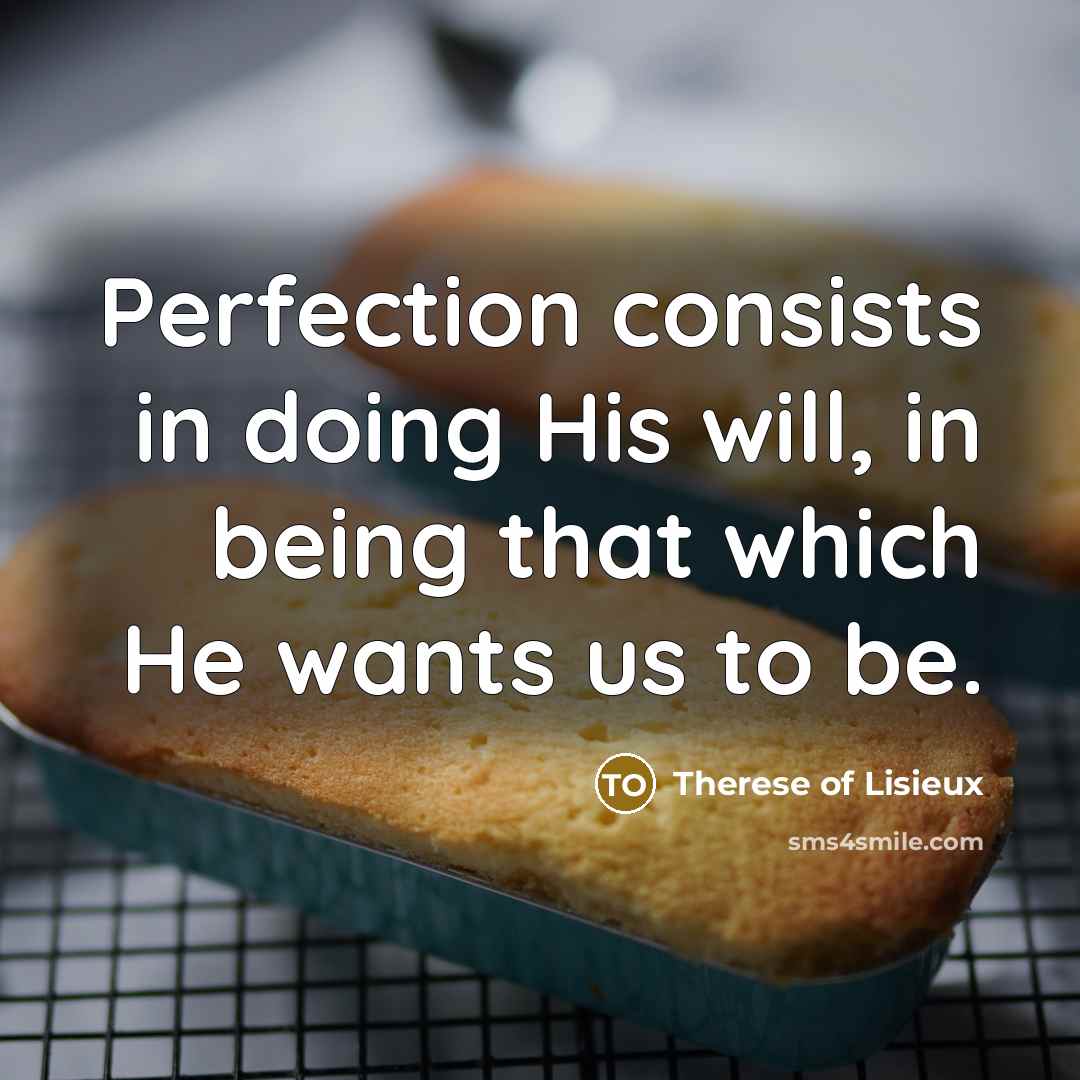 “Perfection consists in doing His will, in being that which…” quote by Therese of Lisieux