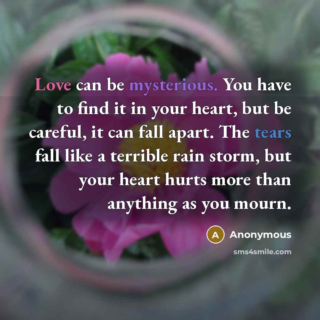 “Love can be mysterious. You have to find it in…” quote by Anonymous