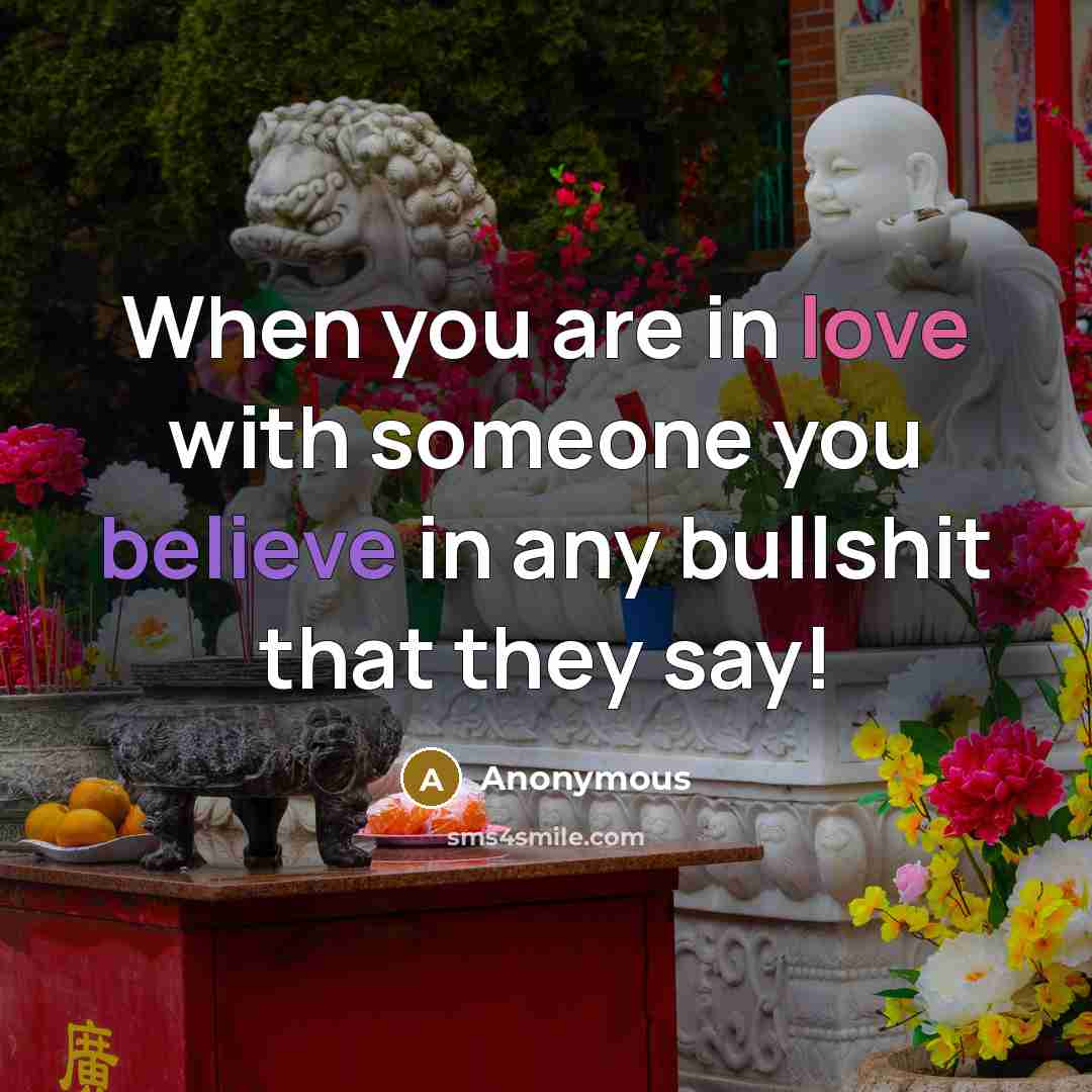 “When you are in love with someone you believe in any bullshit that they say!” quote by Anonymous