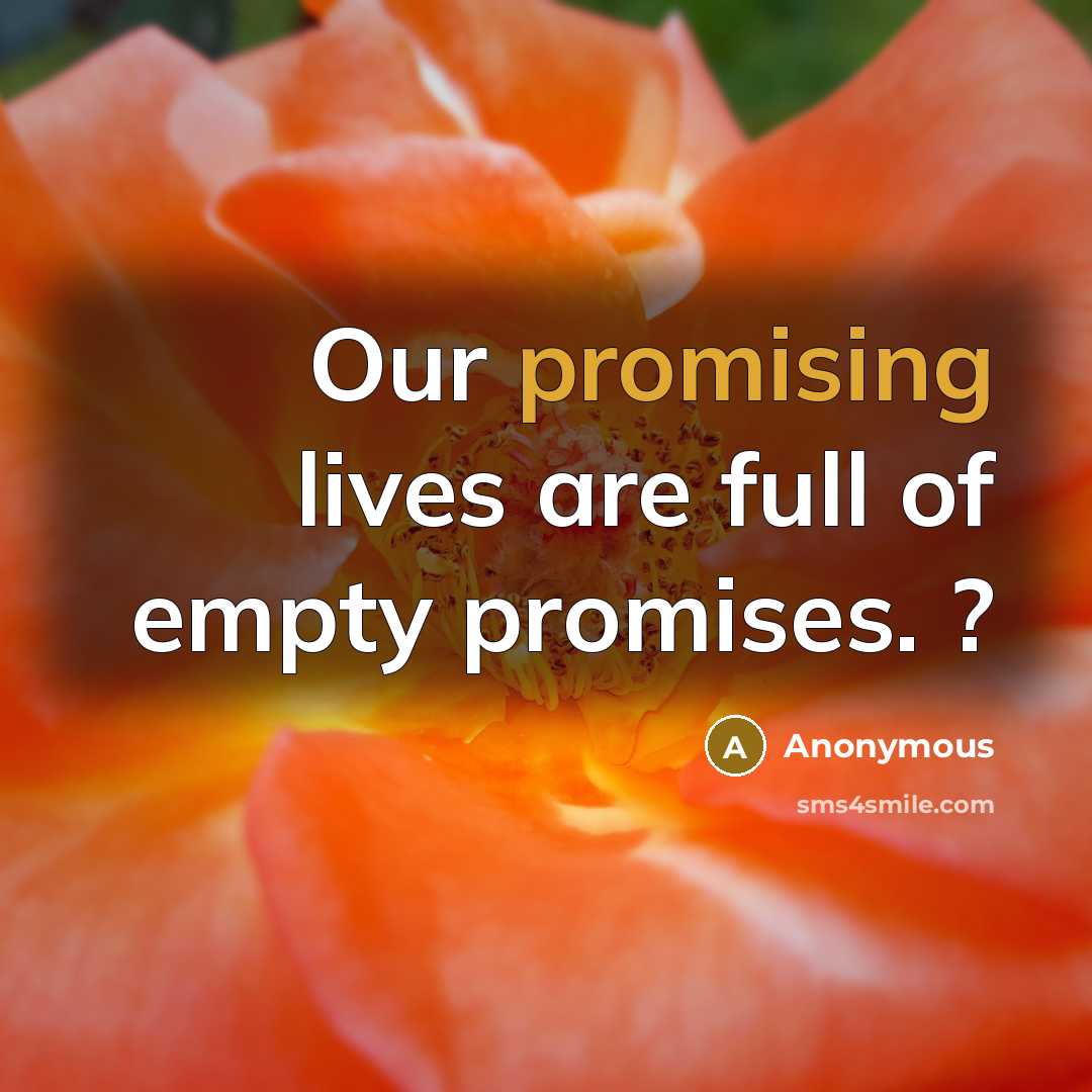 “Our promising lives are full of empty promises. ?…” quote by Anonymous