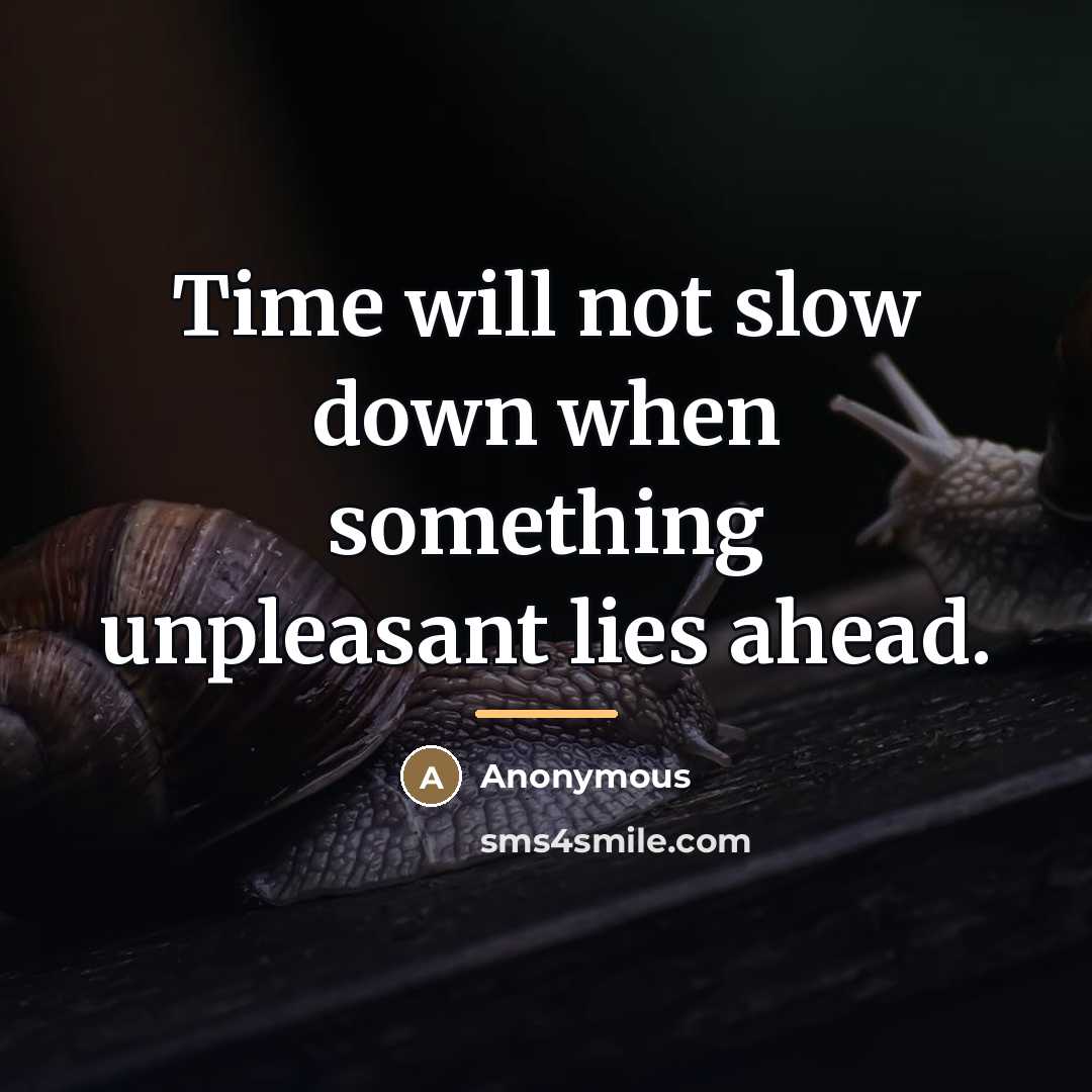 “Time will not slow down when something unpleasant lies ahead.…” quote by Anonymous