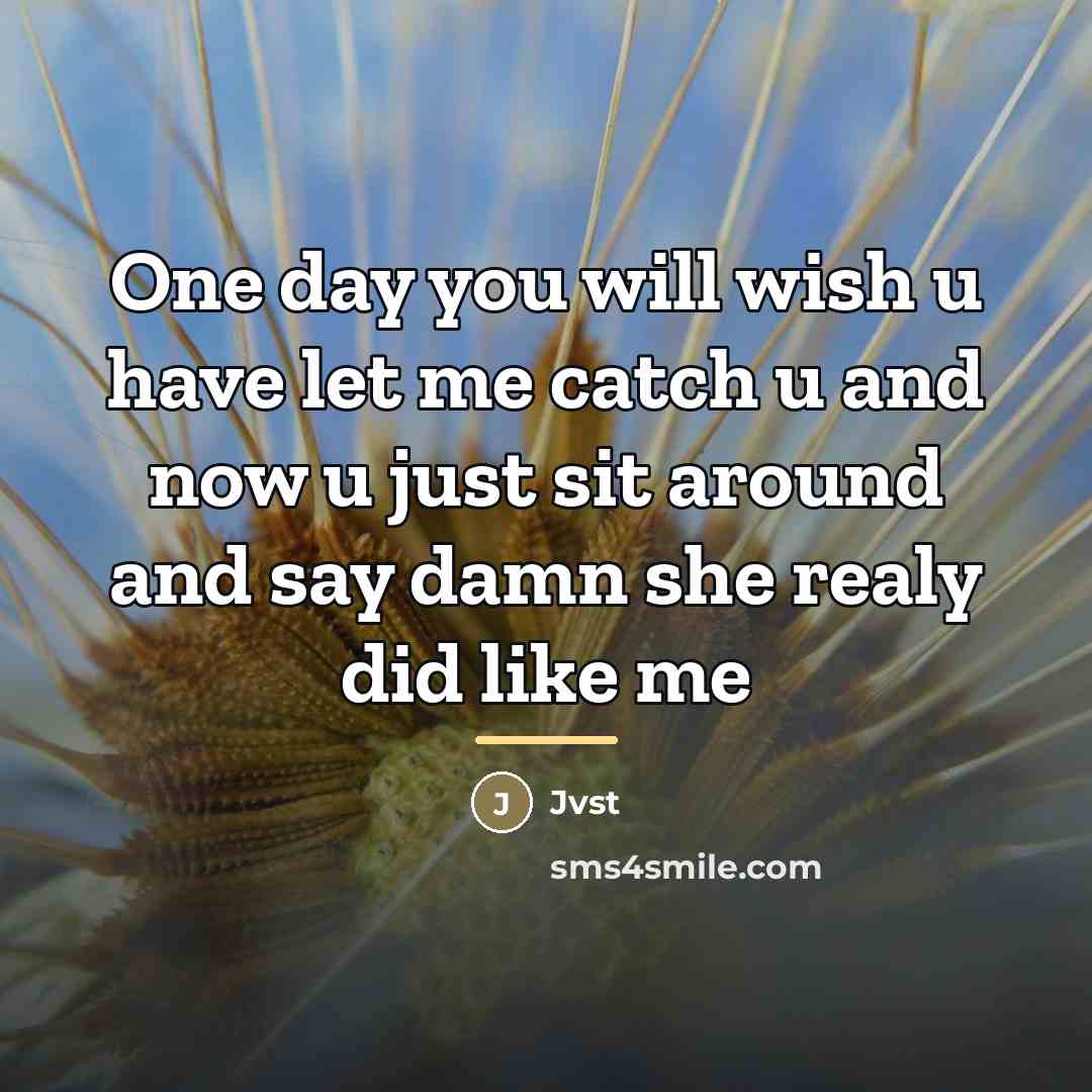 “One day you will wish u have let me catch…” quote by Jvst