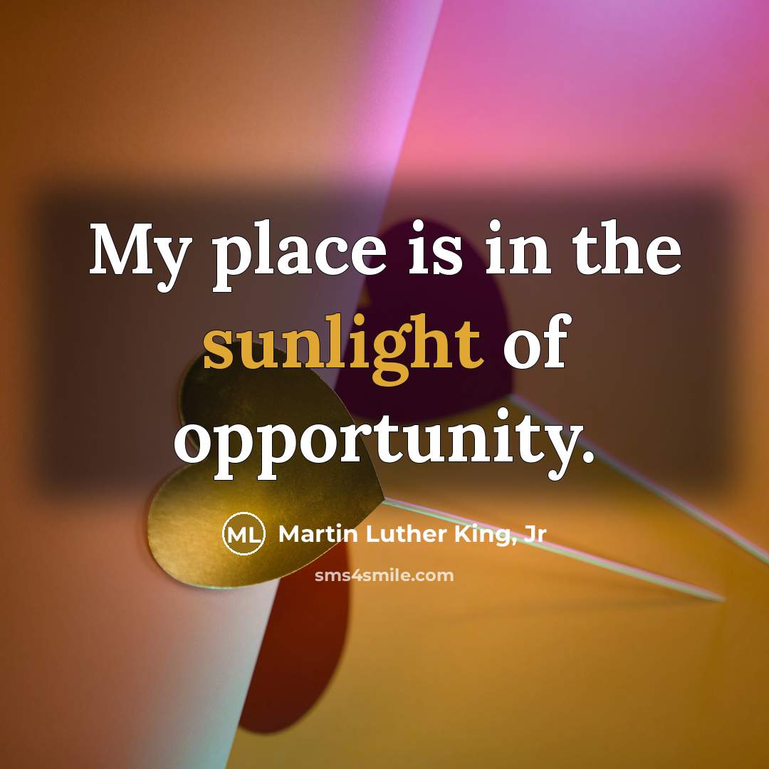 “My place is in the sunlight of opportunity.…” quote by Martin Luther King, Jr