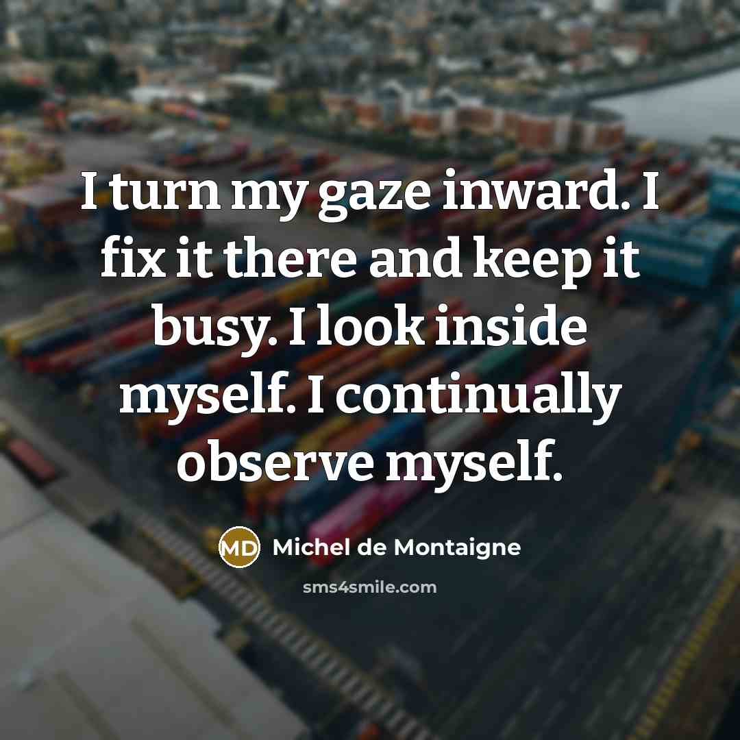 “I turn my gaze inward. I fix it there and…” quote by Michel de Montaigne