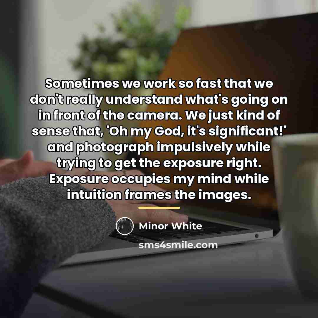 “Sometimes we work so fast that we don't really understand…” quote by Minor White