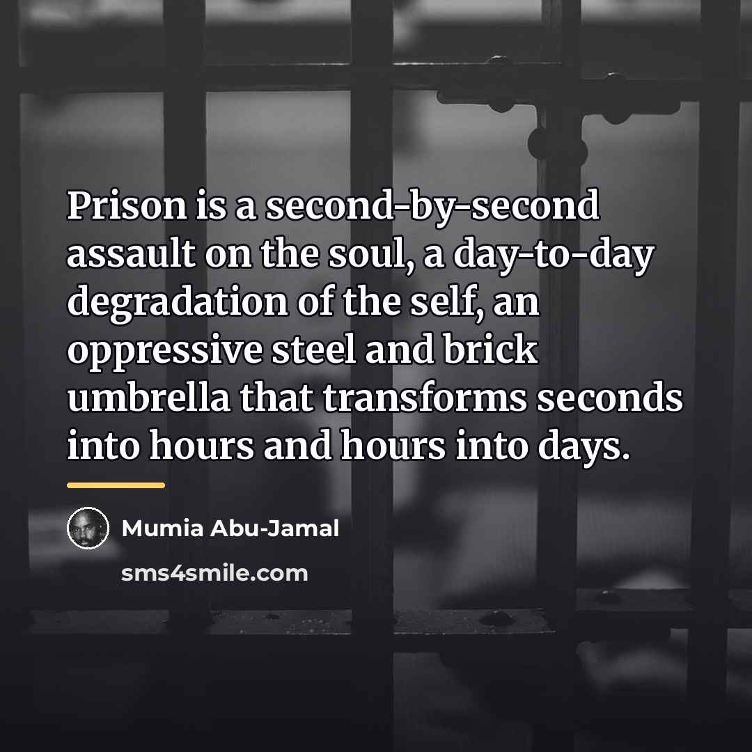 “Prison is a second-by-second assault on the soul, a day-to-day…” quote by Mumia Abu-Jamal