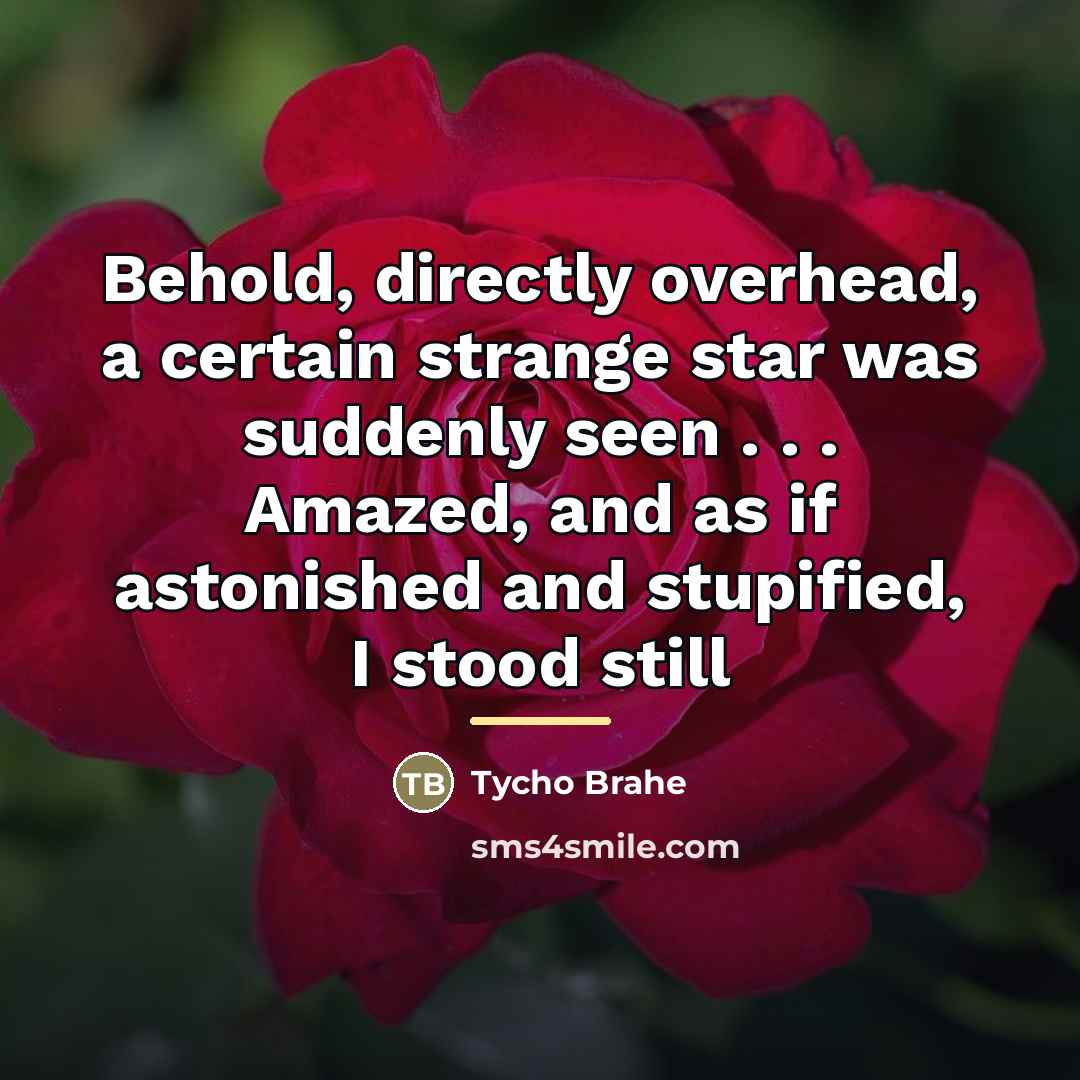 “Behold, directly overhead, a certain strange star was suddenly seen…” quote by Tycho Brahe