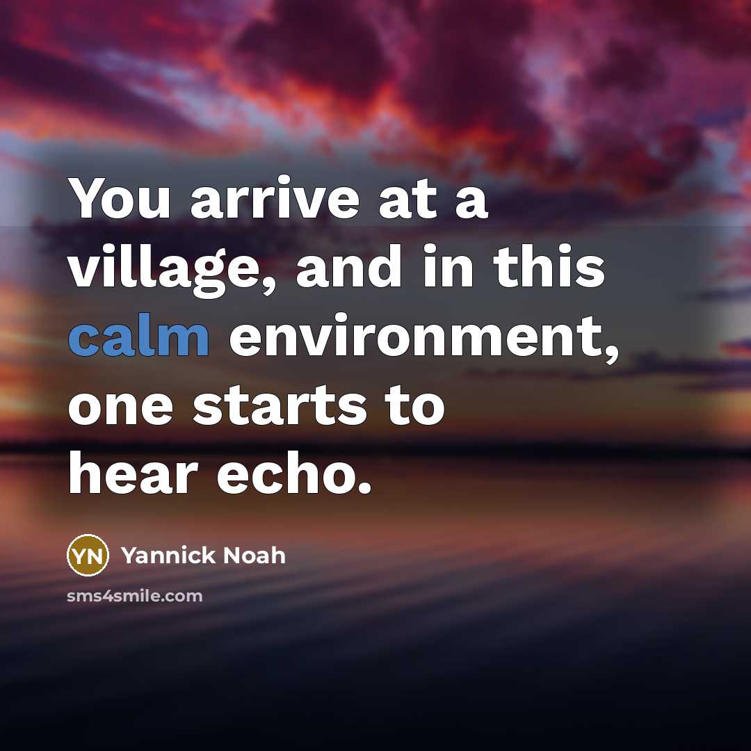 “You arrive at a village, and in this calm environment,…” quote by Yannick Noah