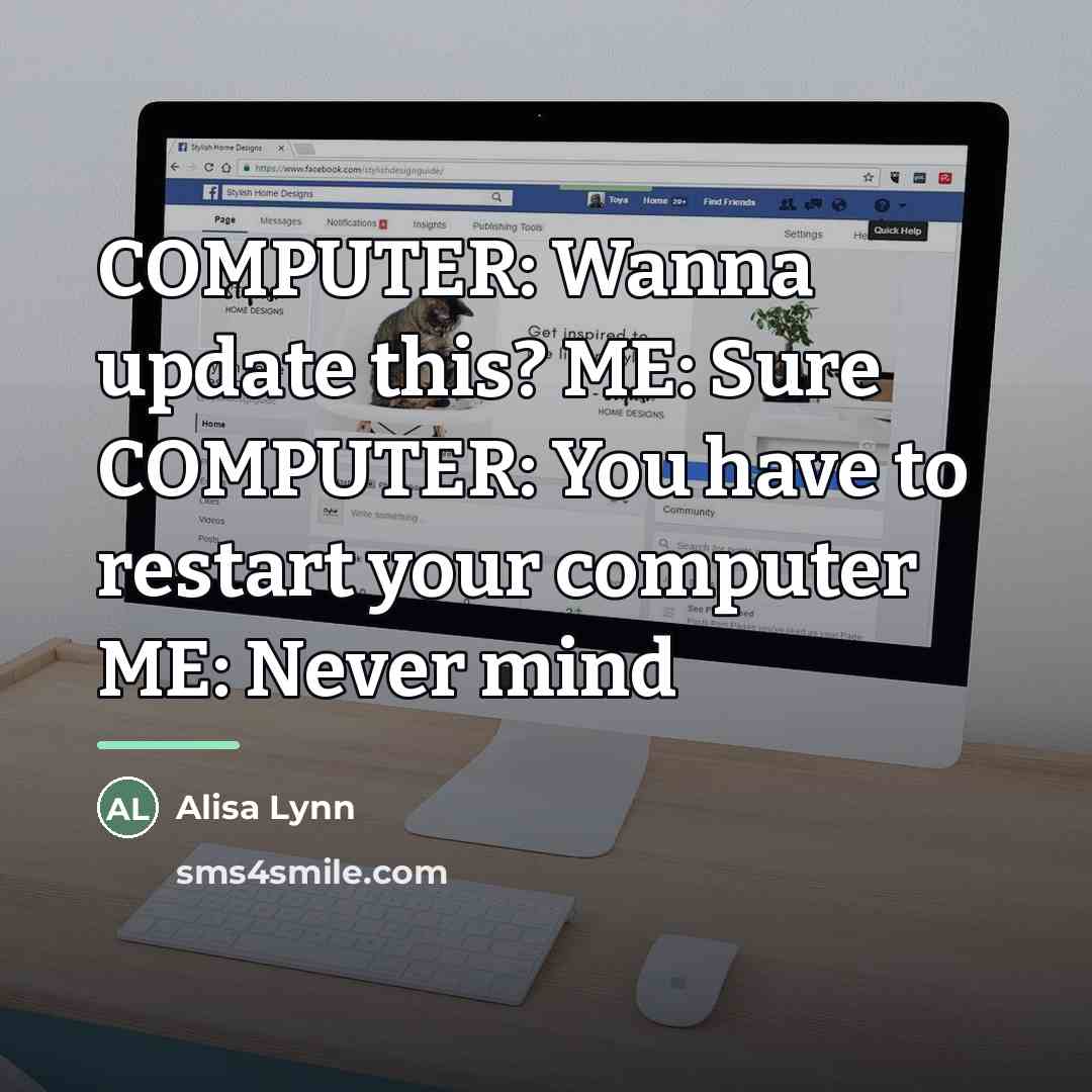 “COMPUTER: Wanna update this? ME: Sure COMPUTER: You have to…” quote by Alisa Lynn