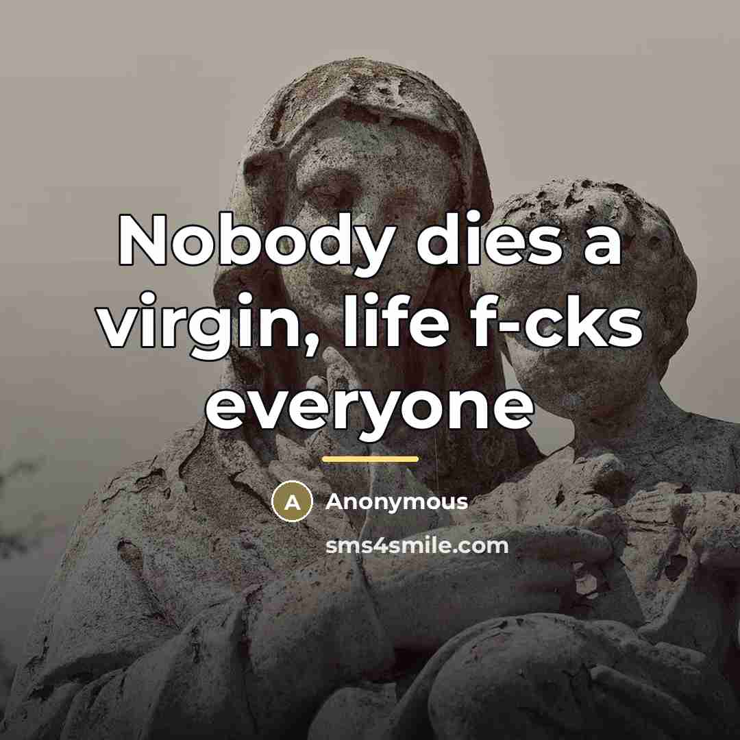 “Nobody dies a virgin, life f-cks everyone…” quote by Anonymous