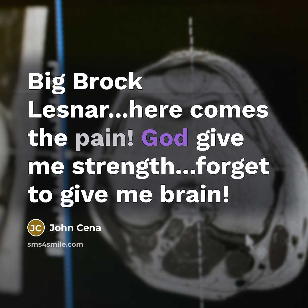 “Big Brock Lesnar...here comes the pain! God give me strength...forget to give me brain!” quote by John Cena