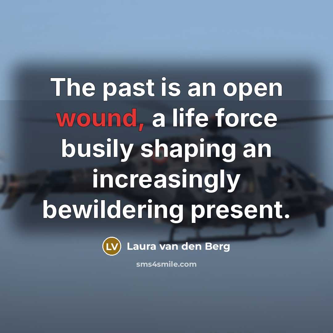 “The past is an open wound, a life force busily…” quote by Laura van den Berg