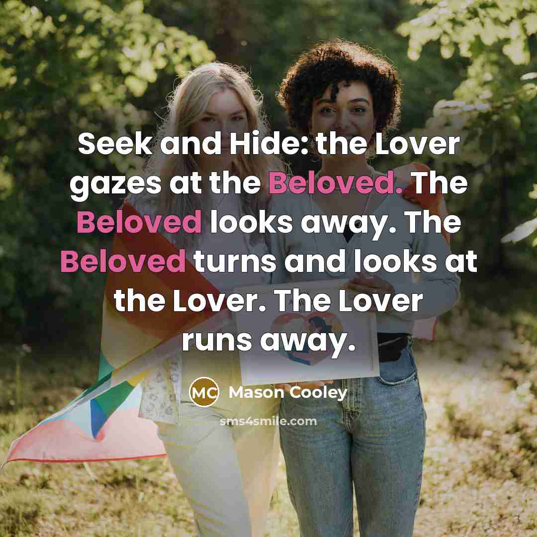 “Seek and Hide: the Lover gazes at the Beloved. The…” quote by Mason Cooley