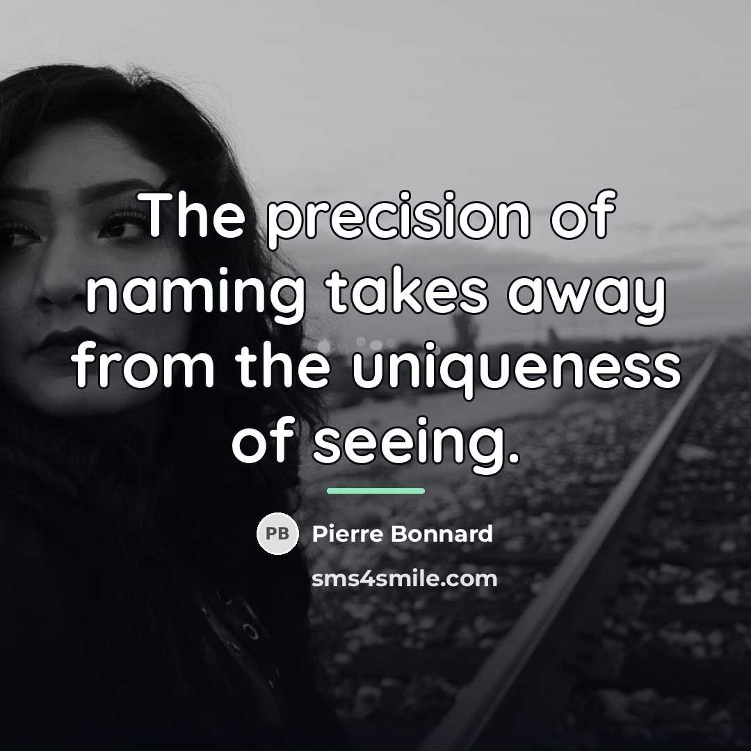 “The precision of naming takes away from the uniqueness of…” quote by Pierre Bonnard