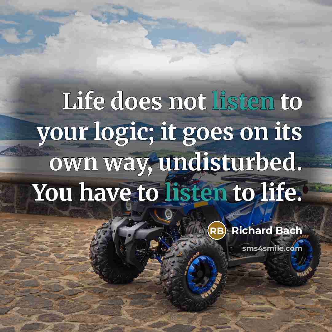 “Life does not listen to your logic; it goes on…” quote by Richard Bach