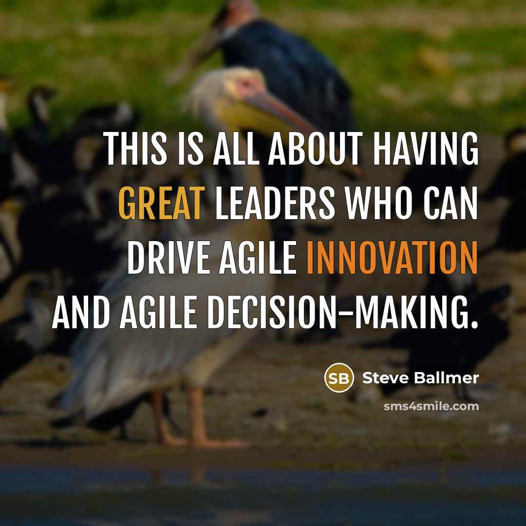 “This is all about having great leaders who can drive agile innovation and agile decision-making.” quote by Steve Ballmer