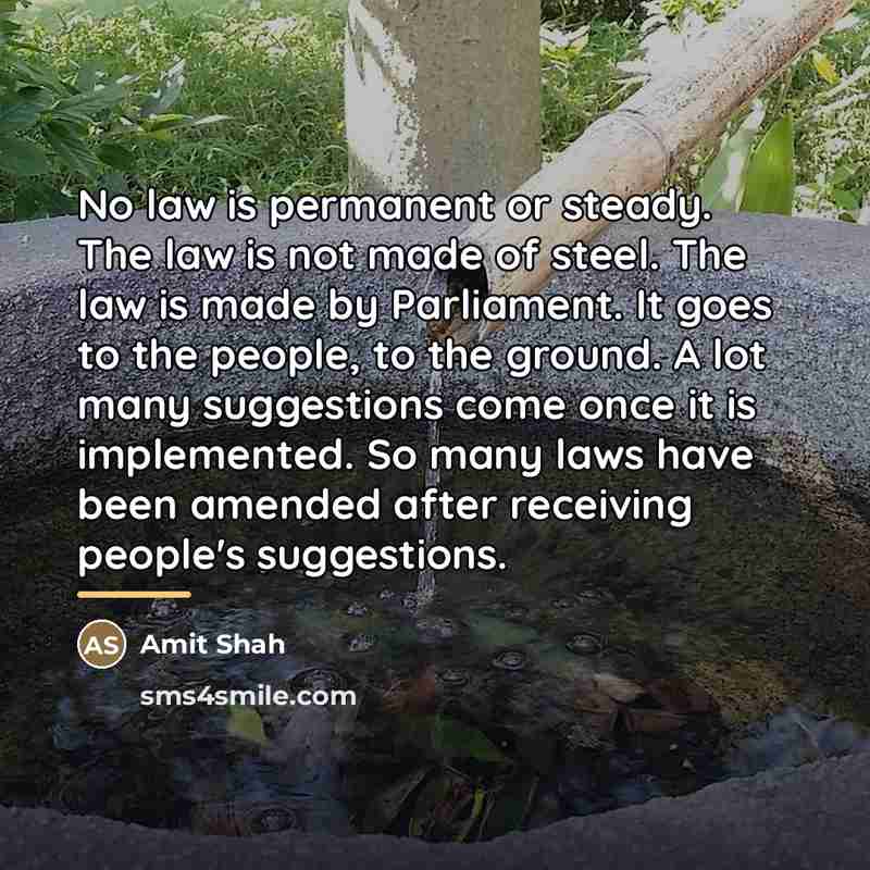 “No law is permanent or steady. The law is not…” quote by Amit Shah