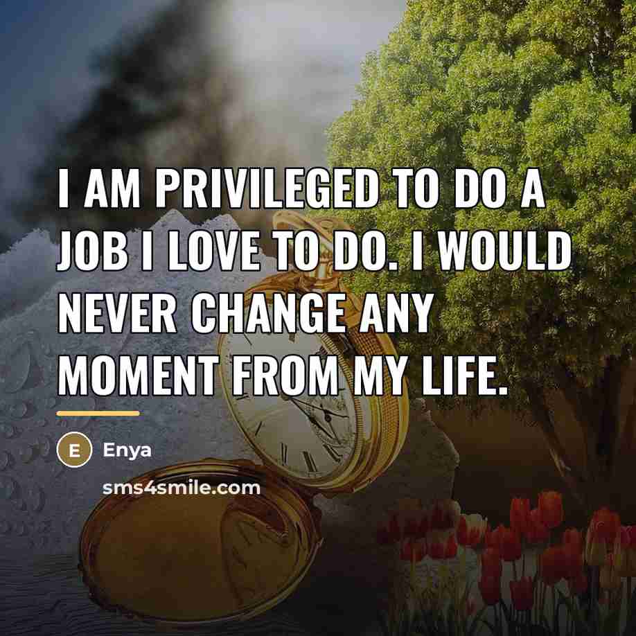 “I am privileged to do a job I love to…” quote by Enya