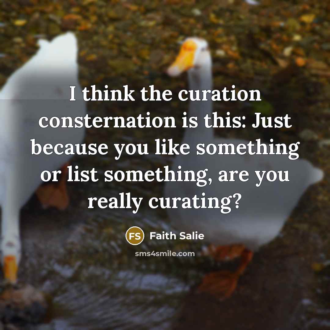 “I think the curation consternation is this: Just because you…” quote by Faith Salie