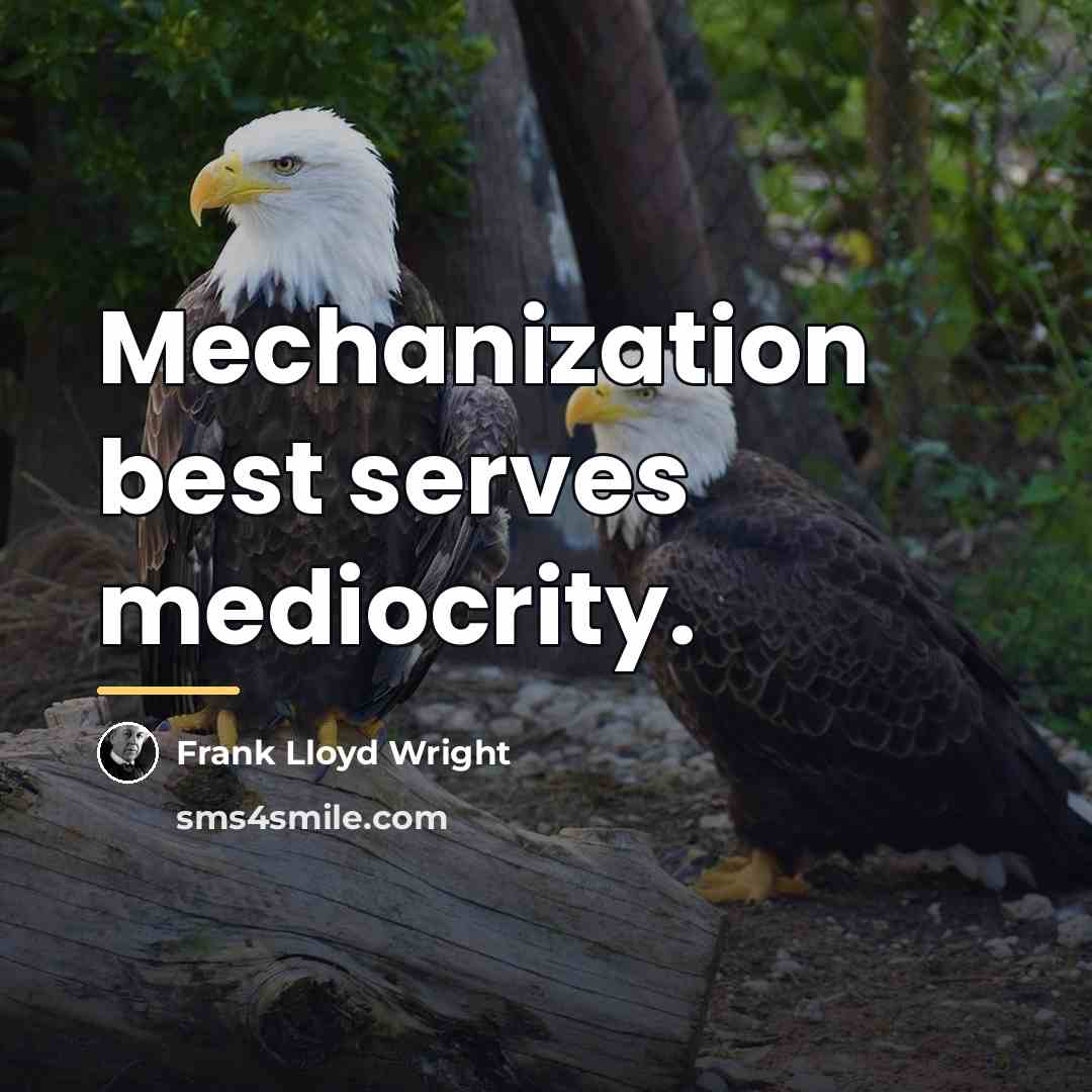 “Mechanization best serves mediocrity.…” quote by Frank Lloyd Wright