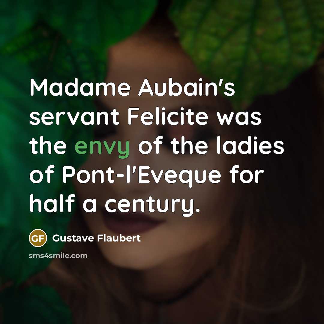 “Madame Aubain's servant Felicite was the envy of the ladies…” quote by Gustave Flaubert