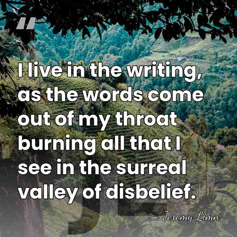I live in the writing, as the words come out of my&hellip; - Jeremy Limn