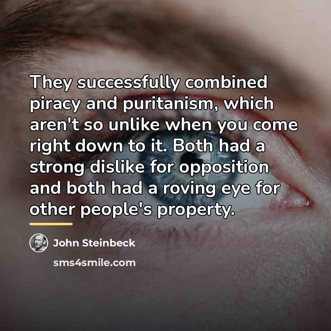 “They successfully combined piracy and puritanism, which aren't so unlike…” quote by John Steinbeck