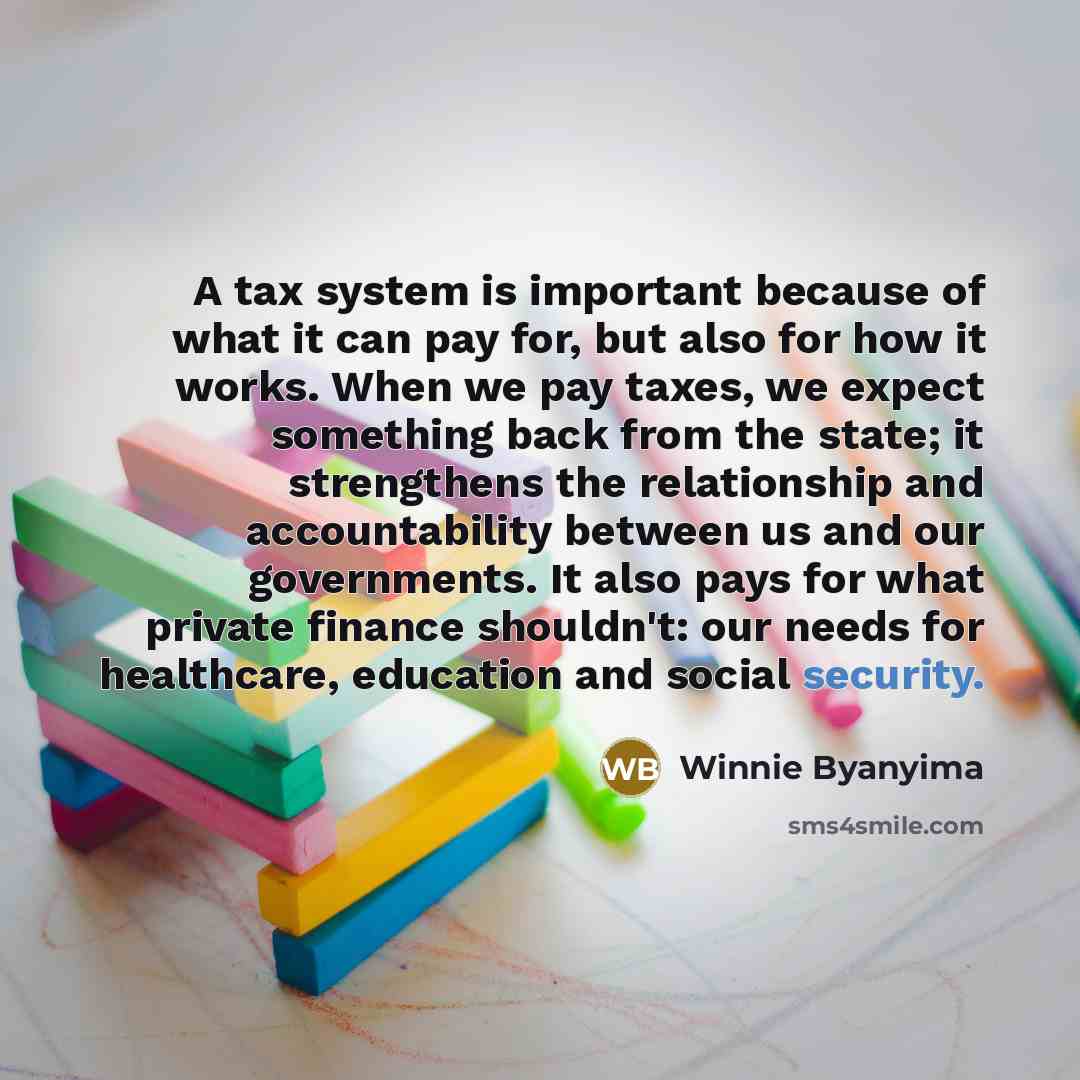 “A tax system is important because of what it can…” quote by Winnie Byanyima