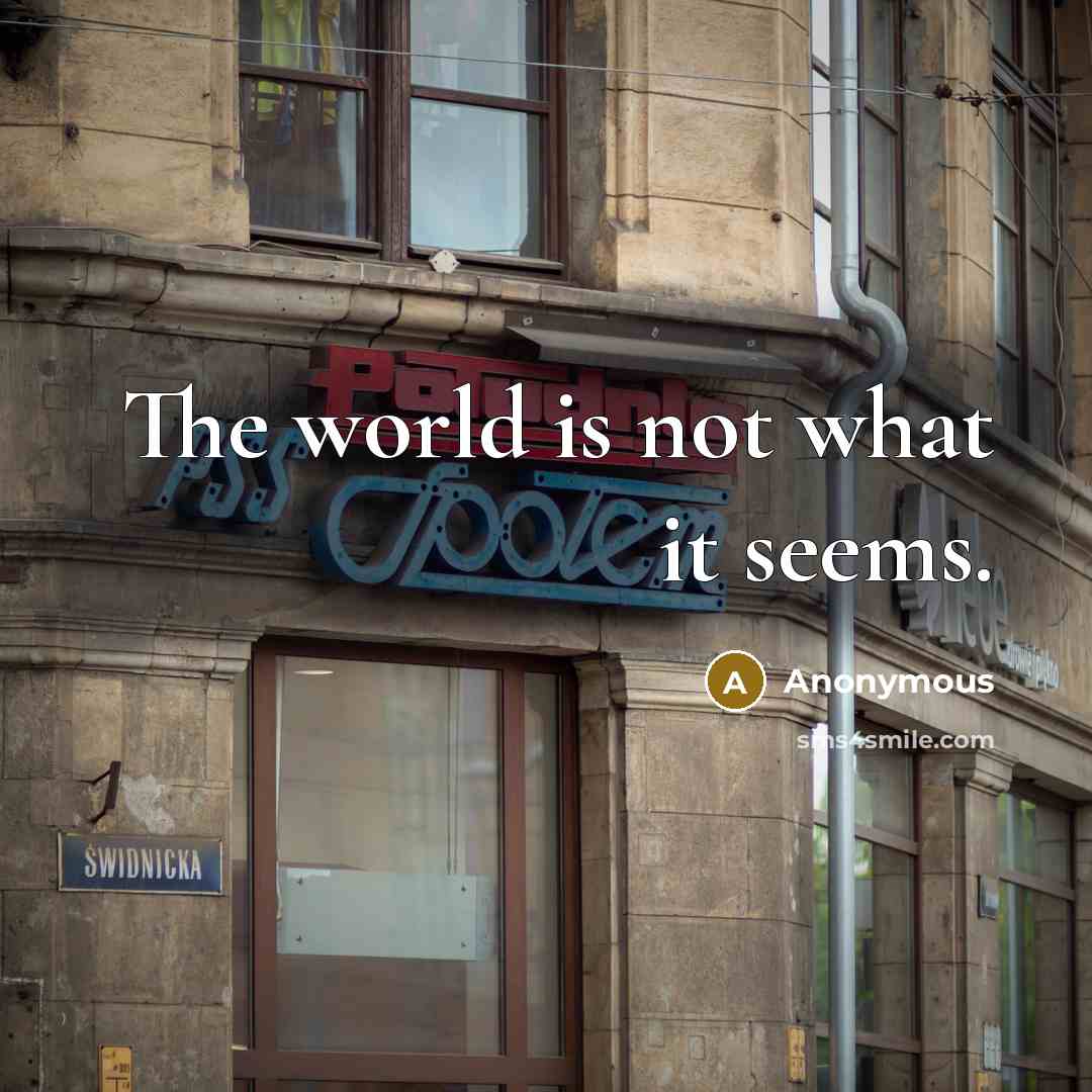 “The world is not what it seems.…” quote by Anonymous