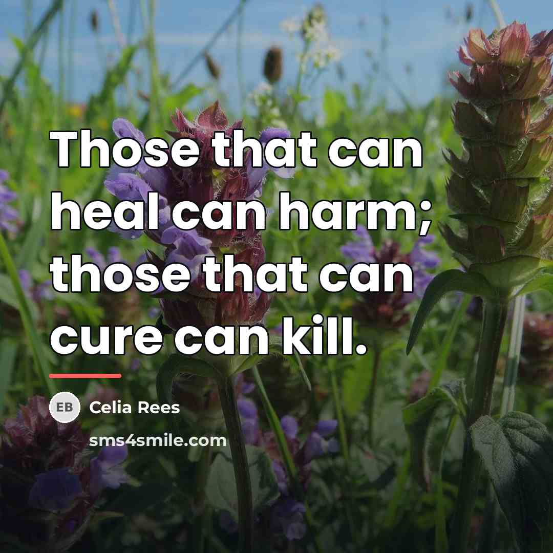 “Those that can heal can harm; those that can cure…” quote by Celia Rees
