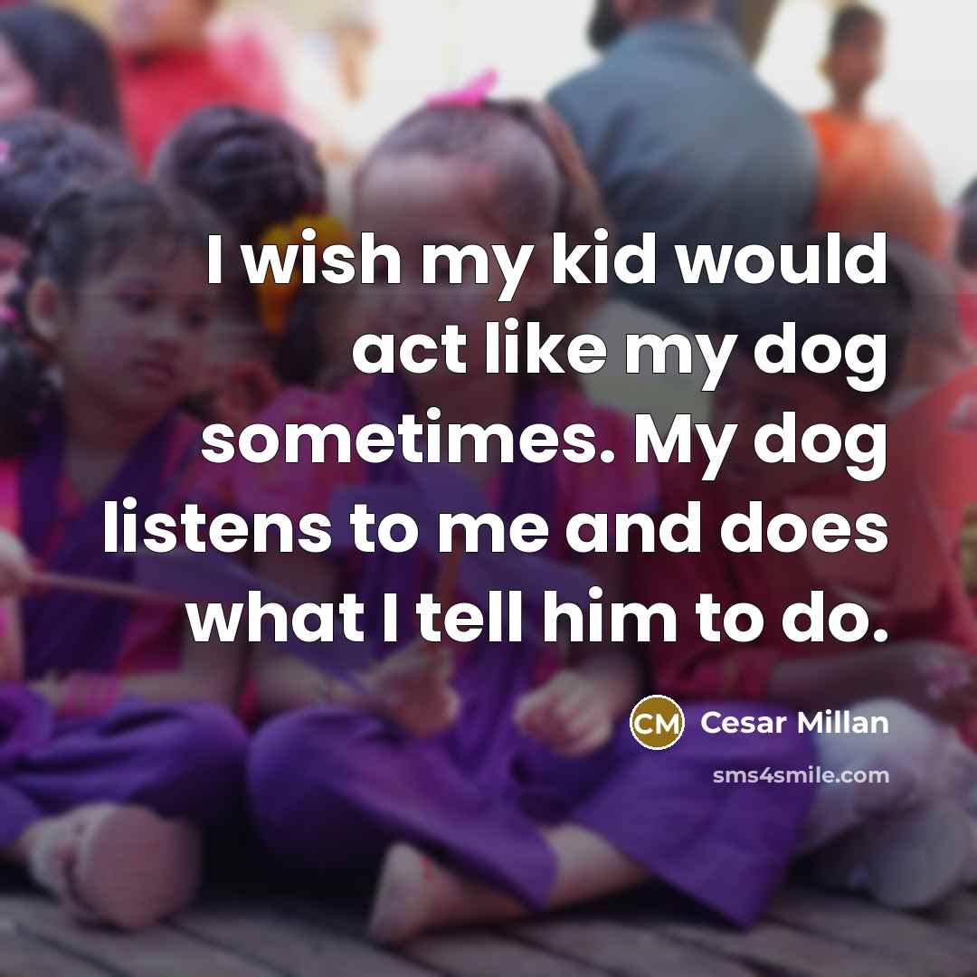“I wish my kid would act like my dog sometimes.…” quote by Cesar Millan